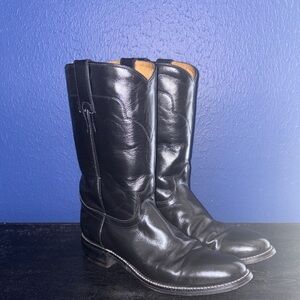 🤠 Tony Lama Women’s Black Leather Roper Boots | Size 7B | Style 7501 L 🤠